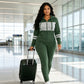 ✨ Color-Block Detail, Flattering Slim Fit | Women's Hooded 2-Piece Set