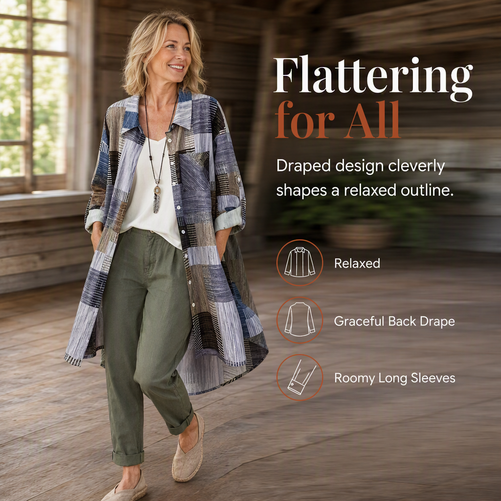 🖤Black Friday Sale:50% OFF🖤 Casual Loose Fit Plaid Long Sleeve Shirt Plus Size Sun Protection Outerwear for Spring and Autumn