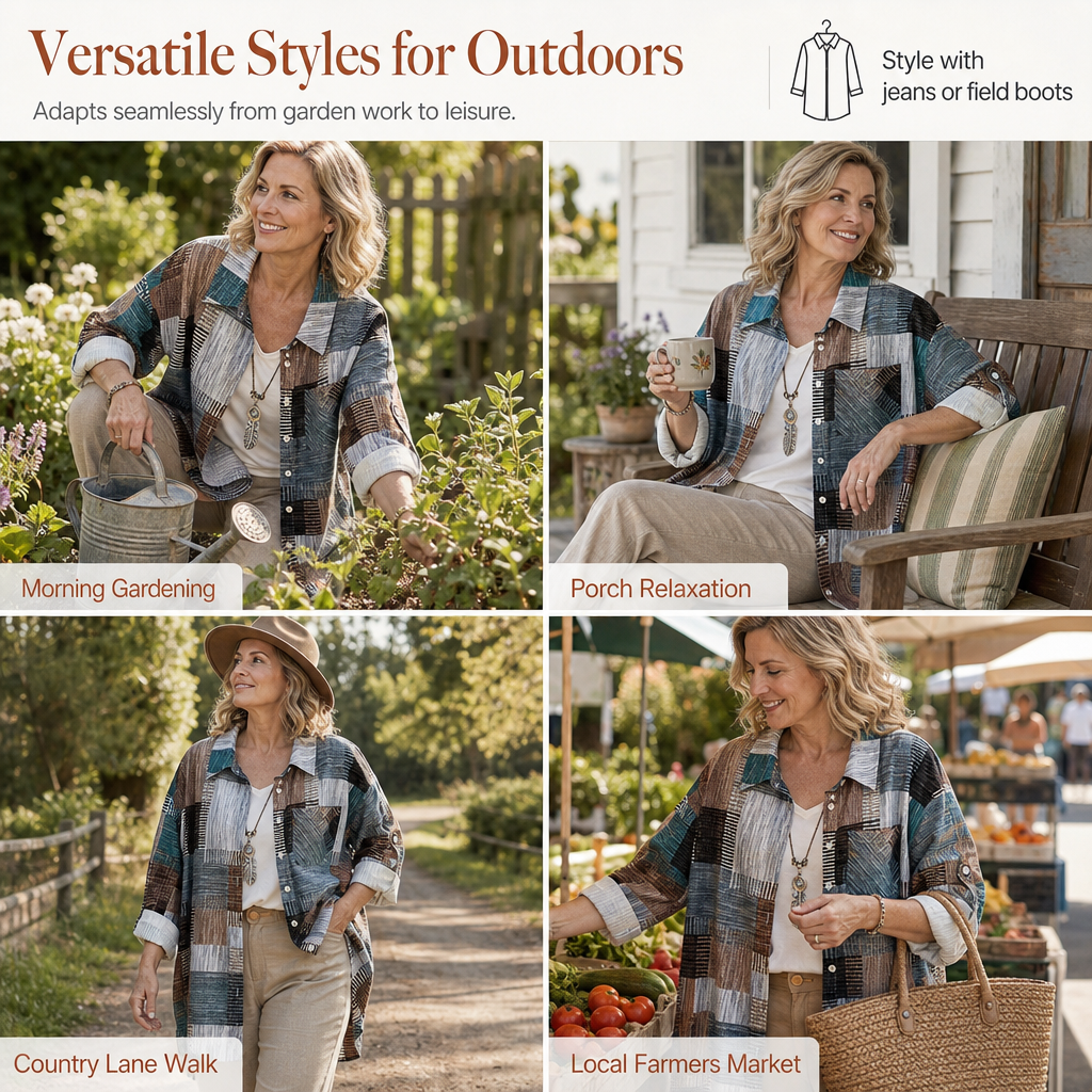 🖤Black Friday Sale:50% OFF🖤 Casual Loose Fit Plaid Long Sleeve Shirt Plus Size Sun Protection Outerwear for Spring and Autumn
