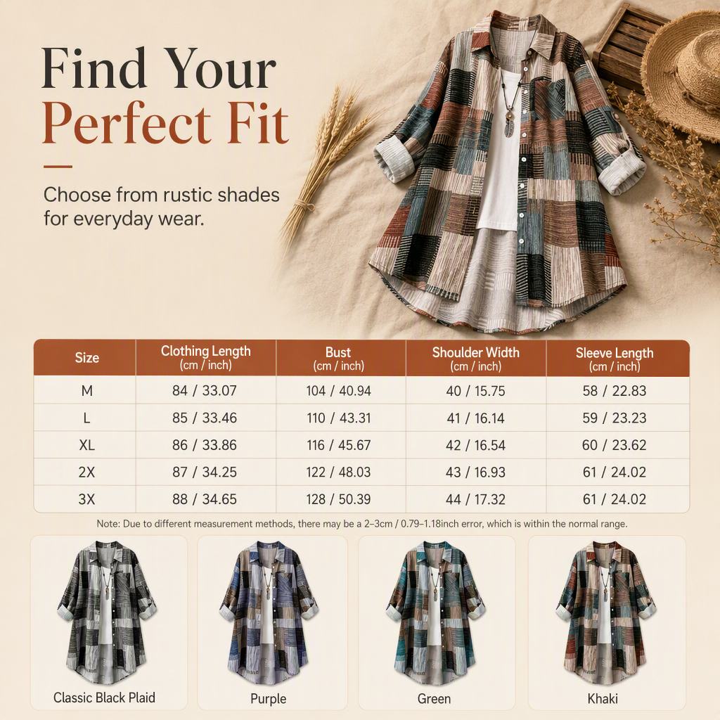 🖤Black Friday Sale:50% OFF🖤 Casual Loose Fit Plaid Long Sleeve Shirt Plus Size Sun Protection Outerwear for Spring and Autumn