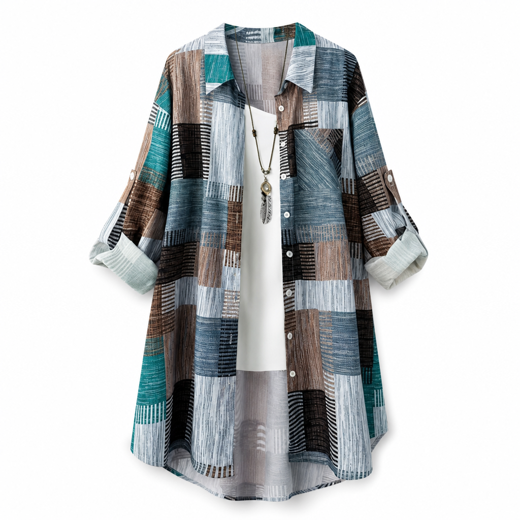 🖤Black Friday Sale:50% OFF🖤 Casual Loose Fit Plaid Long Sleeve Shirt Plus Size Sun Protection Outerwear for Spring and Autumn