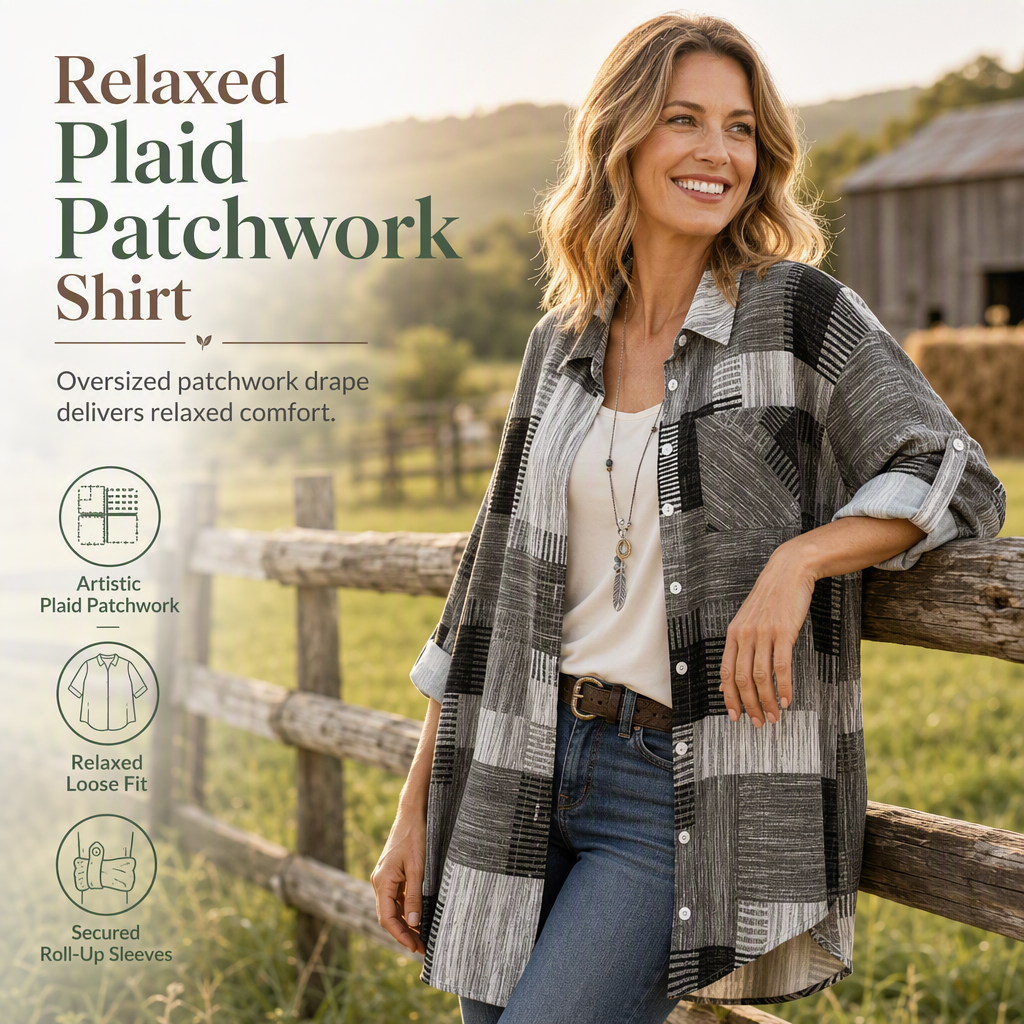 🍂Casual Loose Fit Plaid Long Sleeve Shirt Plus Size Sun Protection Outerwear for Spring and Autumn