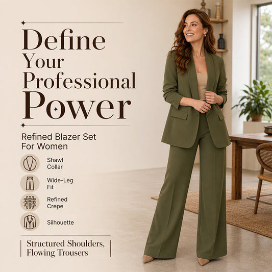 ✨ Women's Shawl Collar Blazer & Wide-Leg Pants Set