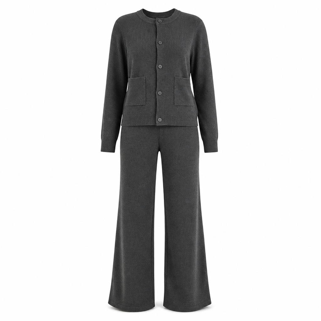 Women's Casual 2 Piece Knitted Cardigan Sweater and Wide Leg Pants Set