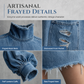 🖤Black Friday Sale:50% OFF🖤👖 Denim with Drama👗Women’s Frayed Mock-Neck Denim Mini Dress with Lantern Sleeves