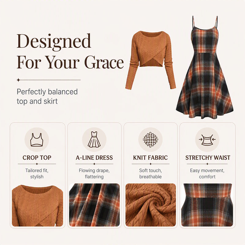 🍂 New Arrival Hot Pick ✨ Women's Plaid Two-Piece Set – Chic Style & Effortless Elegance 🤎