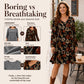 🍁 Women's Elegant Maple Leaf Print Dress – Chic Style & Flattering Fit ✨