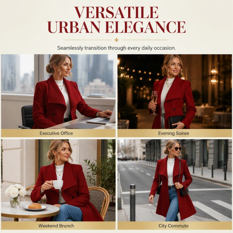 🧥 Sculpted Waist, Elegant Wide Lapels | Women's A-Line Tailored Coat