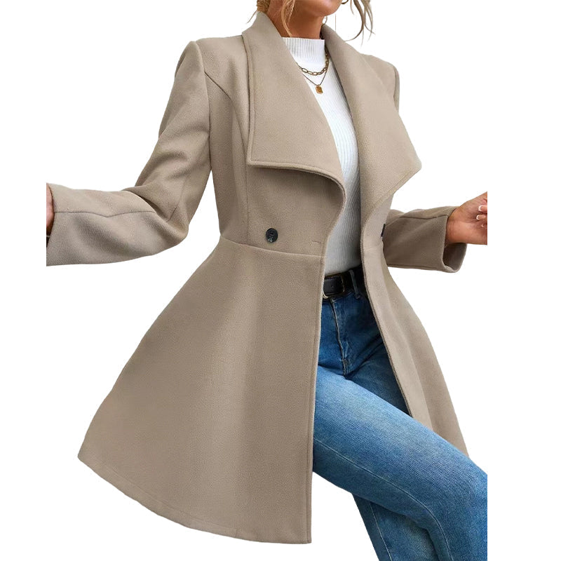 🧥 Sculpted Waist, Elegant Wide Lapels | Women's A-Line Tailored Coat