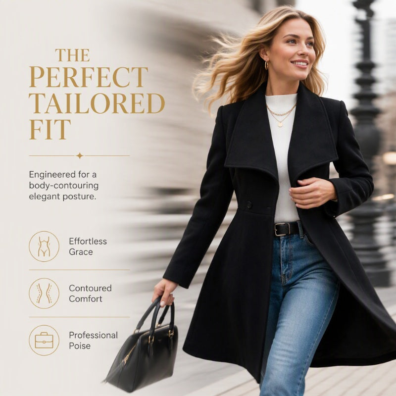 🧥 Sculpted Waist, Elegant Wide Lapels | Women's A-Line Tailored Coat