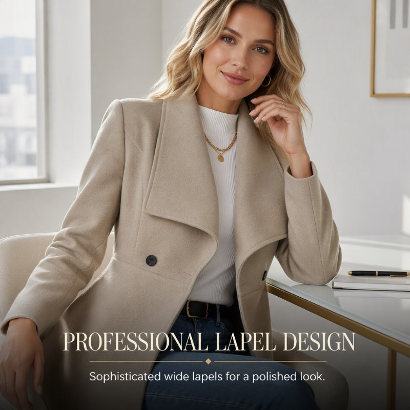 🧥 Sculpted Waist, Elegant Wide Lapels | Women's A-Line Tailored Coat