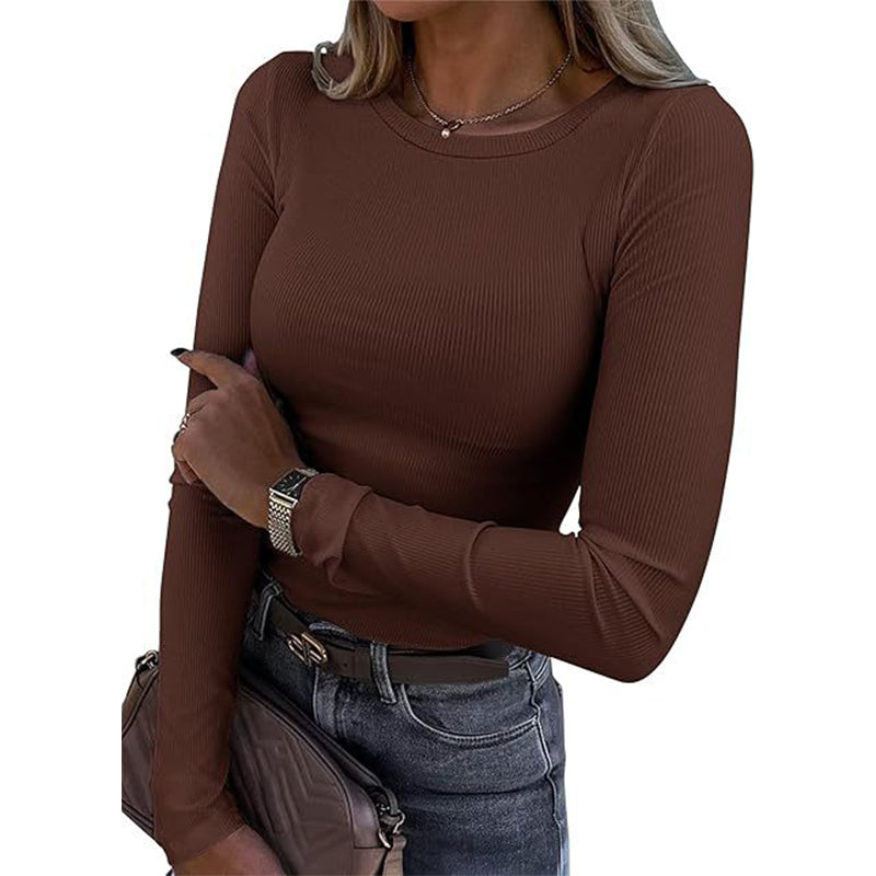 🧶 Ribbed Texture, Easy Everyday Fit | Women's Classic Crew-Neck Knit Top