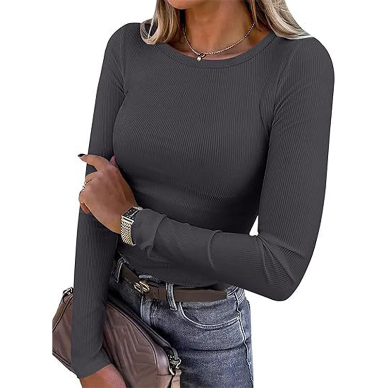 ⏳ 💖Black Friday Mega Deal – 50% off!💖⭐🧶 Ribbed Texture, Easy Everyday Fit | Women's Classic Crew-Neck Knit Top