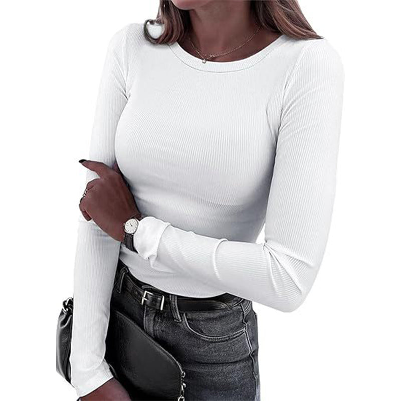 ⏳ 💖Black Friday Mega Deal – 50% off!💖⭐🧶 Ribbed Texture, Easy Everyday Fit | Women's Classic Crew-Neck Knit Top