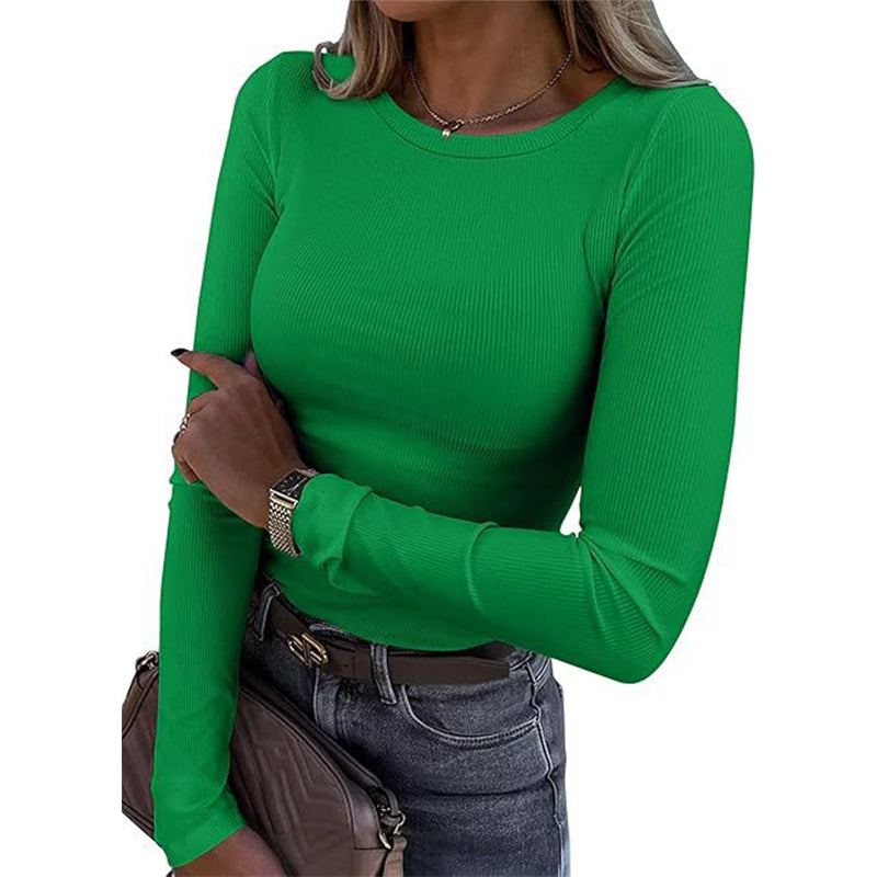 🧶 Ribbed Texture, Easy Everyday Fit | Women's Classic Crew-Neck Knit Top