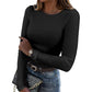 🧶 Ribbed Texture, Easy Everyday Fit | Women's Classic Crew-Neck Knit Top