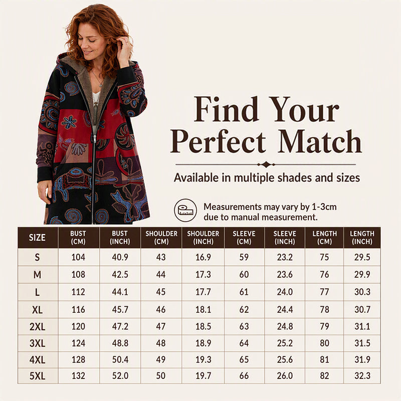 💖Black Friday Mega Deal – 50% off!💖🍂 Artistic Everyday Style | Women’s Vintage Leaf Print Hooded Coat