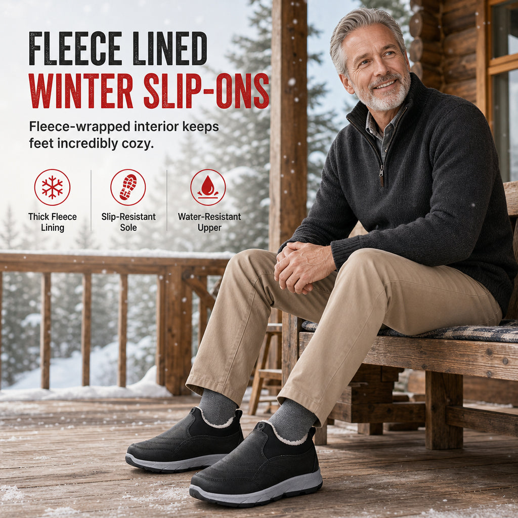 ❄️ Cold-Ready Warmth, Dry Secure Stride✨Men's Winter Fleece-Lined Waterproof Ankle Boots