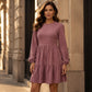 🍂 Vintage Corduroy Texture, Relaxed Flattering Fit | Women's Long-Sleeve Dress