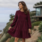 🍂 Vintage Corduroy Texture, Relaxed Flattering Fit | Women's Long-Sleeve Dress