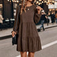 🍂 Vintage Corduroy Texture, Relaxed Flattering Fit | Women's Long-Sleeve Dress