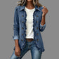 💙 Ruffle Detail, Relaxed Denim Style | Women's Button-Down Shacket
