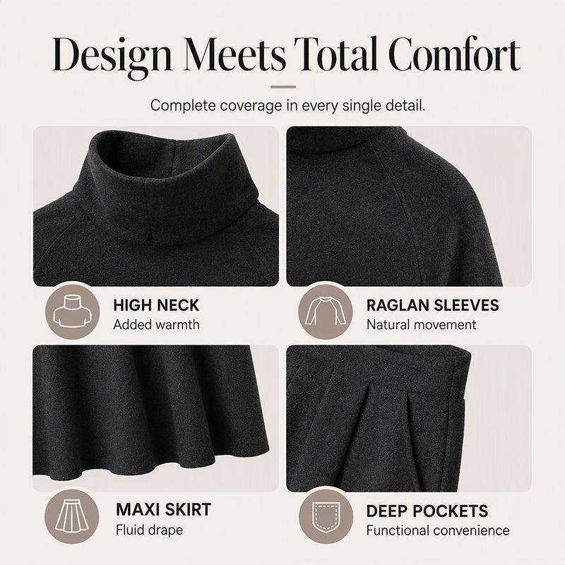 ✨ Polished Matching Style, Flattering Maxi Silhouette | Women's Turtleneck 2-Piece Set
