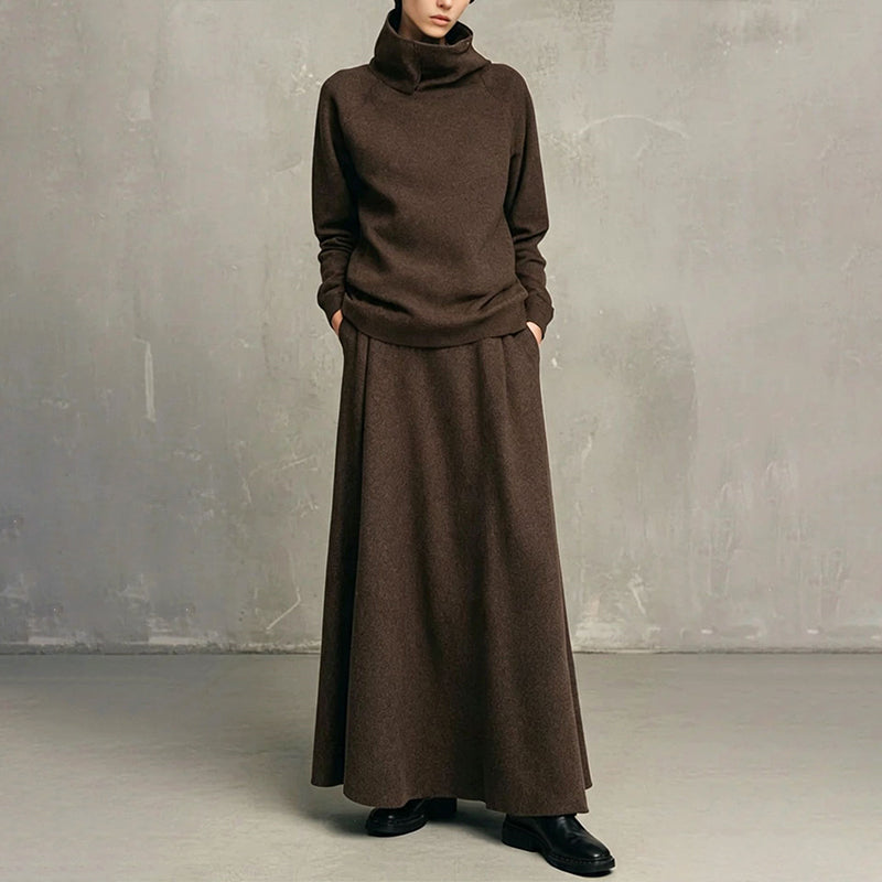 ✨ Polished Matching Style, Flattering Maxi Silhouette | Women's Turtleneck 2-Piece Set