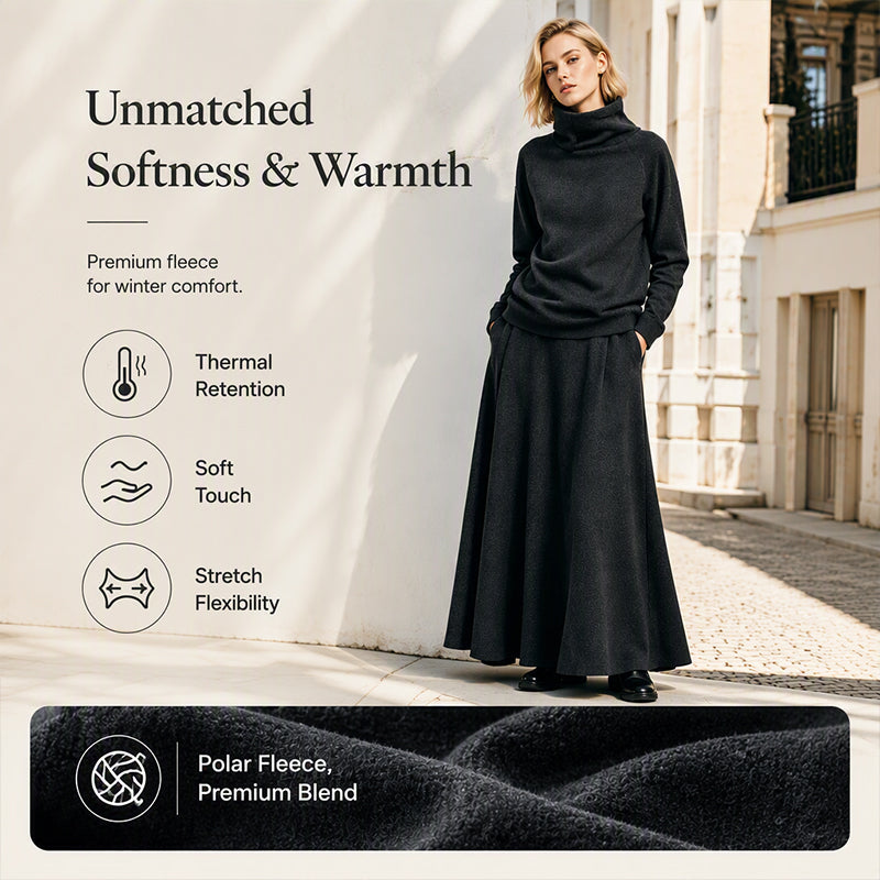 ✨ Polished Matching Style, Flattering Maxi Silhouette | Women's Turtleneck 2-Piece Set