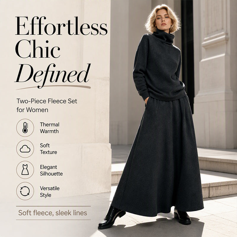 ✨ Polished Matching Style, Flattering Maxi Silhouette | Women's Turtleneck 2-Piece Set