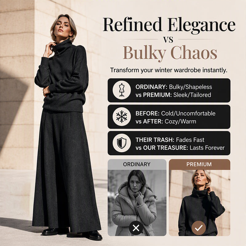 ✨ Polished Matching Style, Flattering Maxi Silhouette | Women's Turtleneck 2-Piece Set