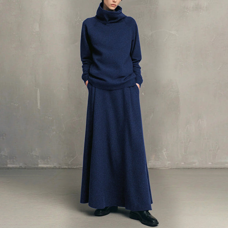 ✨ Polished Matching Style, Flattering Maxi Silhouette | Women's Turtleneck 2-Piece Set