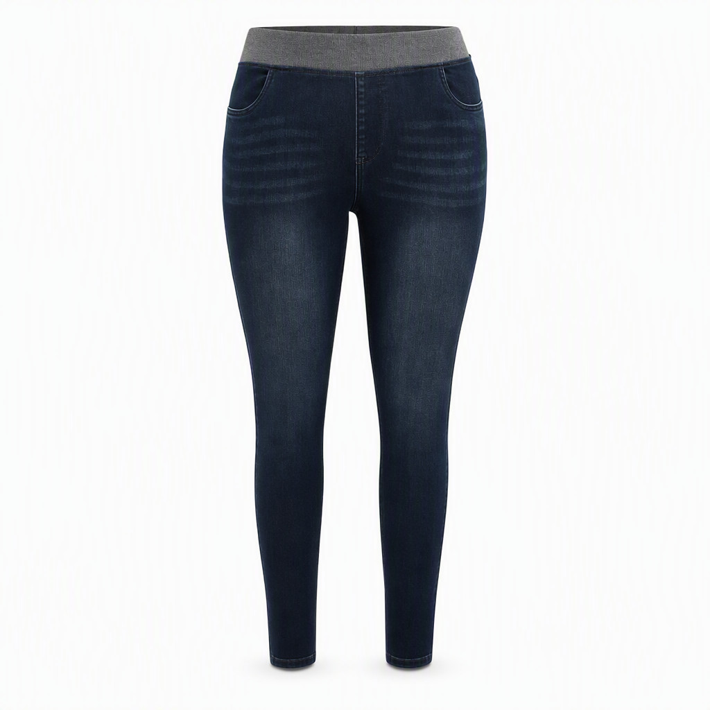🖤Black Friday Sale:50% OFF🖤🤠Women's High-Rise Pull-On Slim Fit Dark Wash Denim Jeans with Wide Elastic Waistband