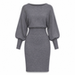 ✨ Draped Knit Elegance | Women’s Ribbed Midi Sweater Dress with Batwing Sleeves