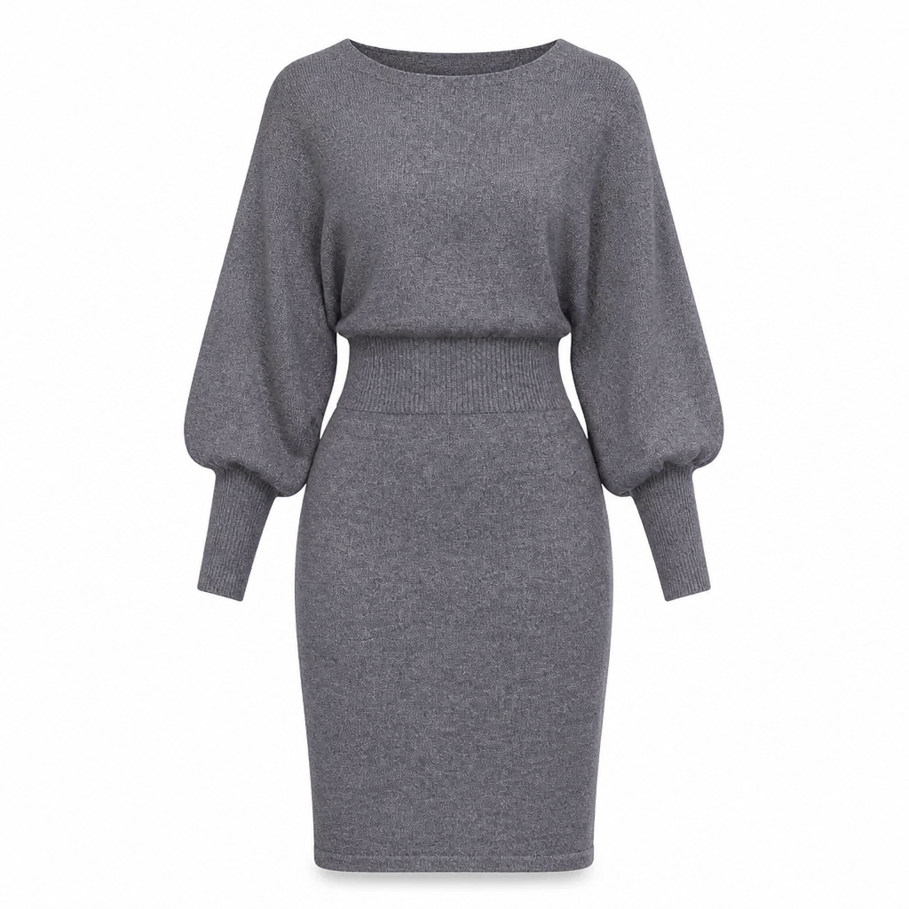 🖤Black Friday Sale:50% OFF🖤✨ Defined Waist, Elegant Batwing Drape | Women's Ribbed Knit Midi Dress