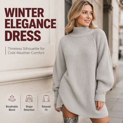 🖤Black Friday Sale:50% OFF🖤🧶 Relaxed Shape, Polished Look🍂 Women's Turtleneck Knit Sweater Dress