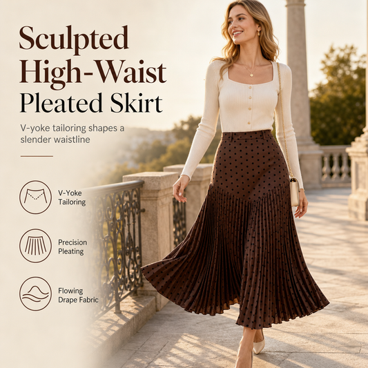 💖Black Friday Mega Deal – 50% off!💖 🎀 Polka Dots, Flattering Flow | Women's High-Waist Pleated A-Line Skirt