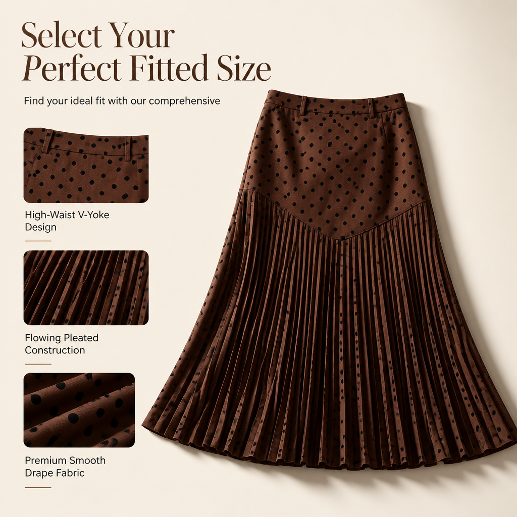 🎀 Polka Dots, Flattering Flow 💖 Women's High-Waist Pleated A-Line Skirt