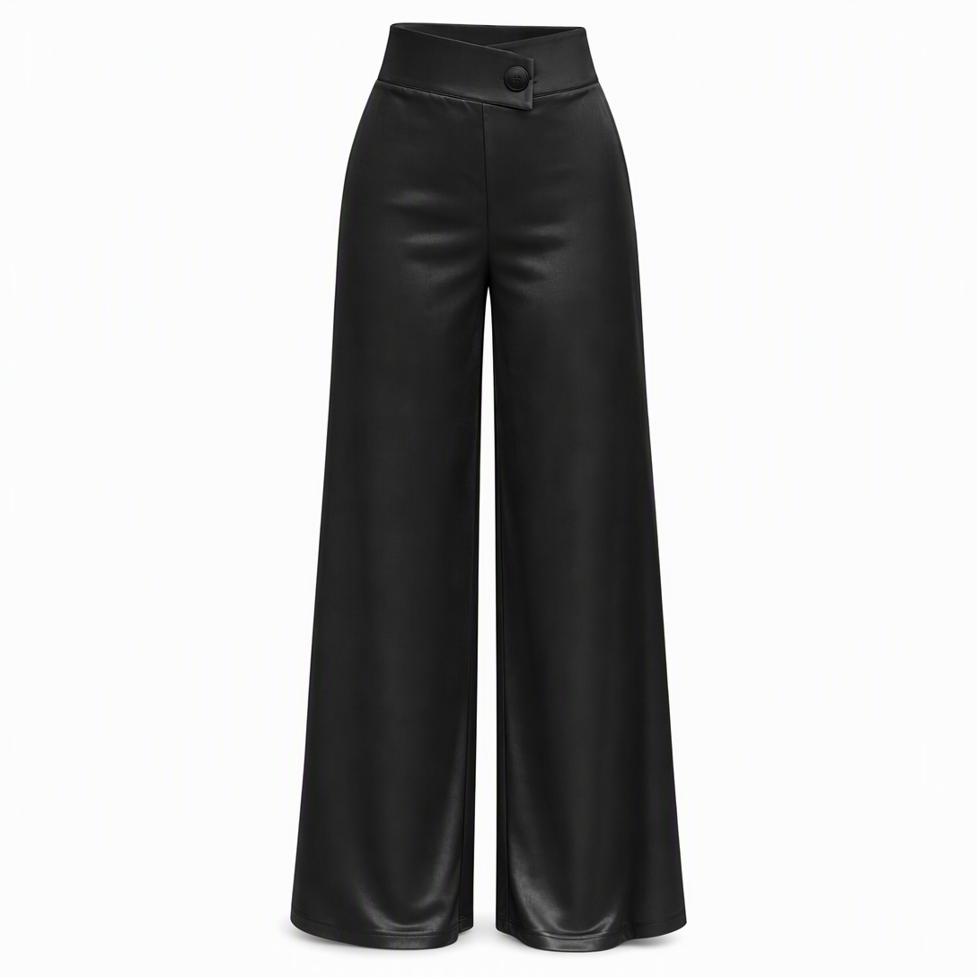 ✨ Asymmetrical Waist, Elegant Drape | Women's Satin Wide-Leg Pants