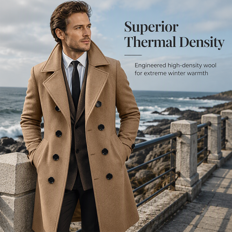 🧥 Men's Classic Double-Breasted Overcoat