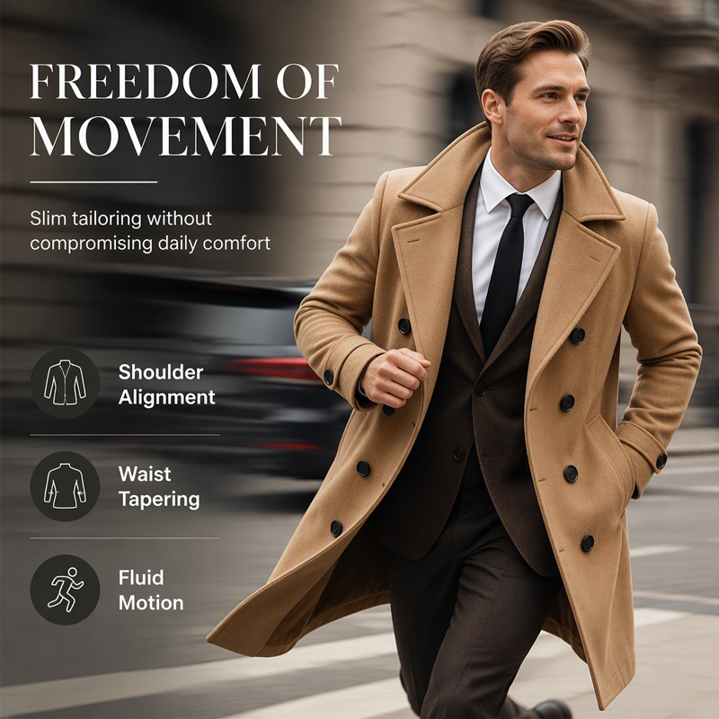 🧥 Men's Classic Double-Breasted Overcoat