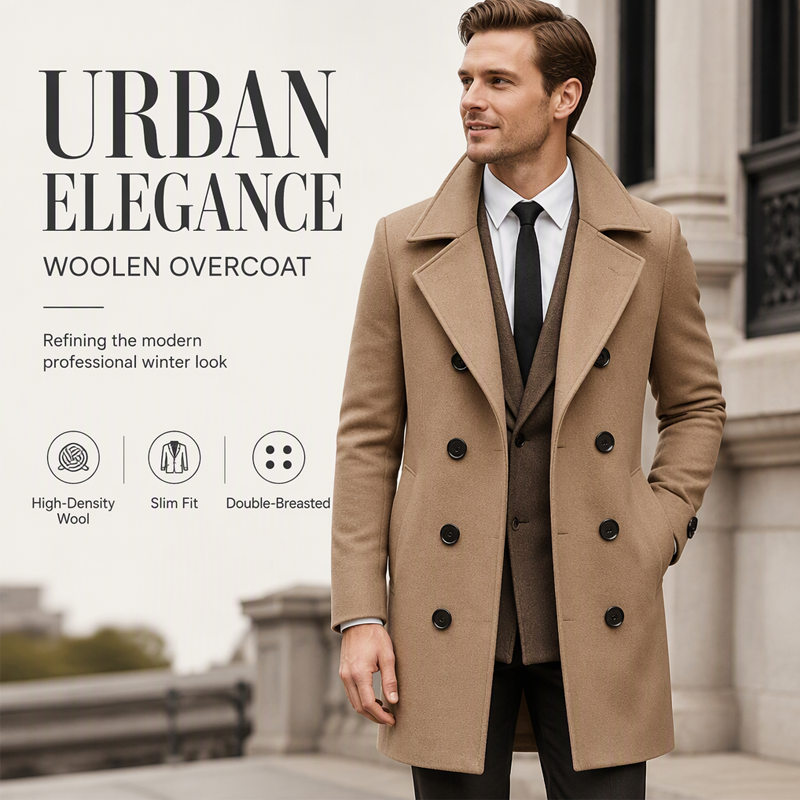 🧥 Men's Classic Double-Breasted Overcoat