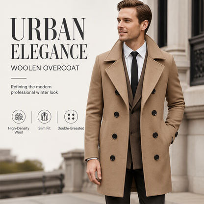 🧥 Men's Classic Double-Breasted Overcoat