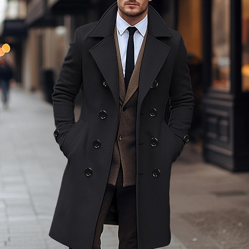 🧥 Men's Classic Double-Breasted Overcoat