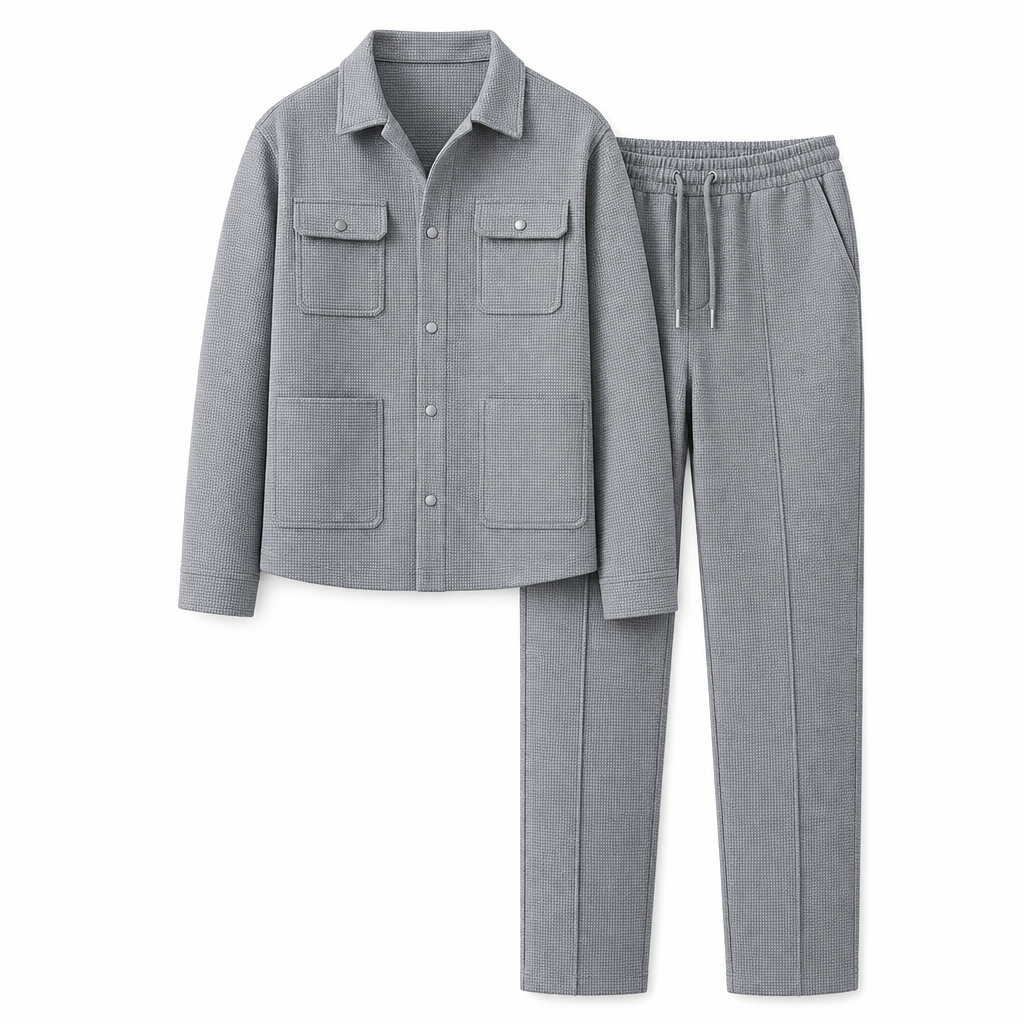 ⏰ 💖Black Friday Mega Deal – 50% off!💖✨Men's Casual Waffle Knit Jacket and Pants Set