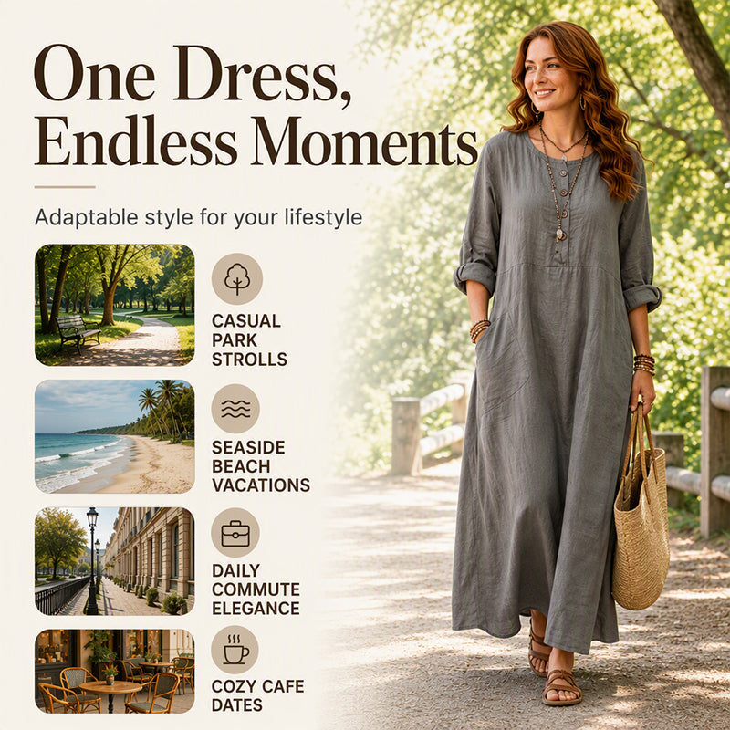 🖤Black Friday Sale:50% OFF🖤 👗 Easy Style, Pockets Included | Women's Relaxed Maxi Dress