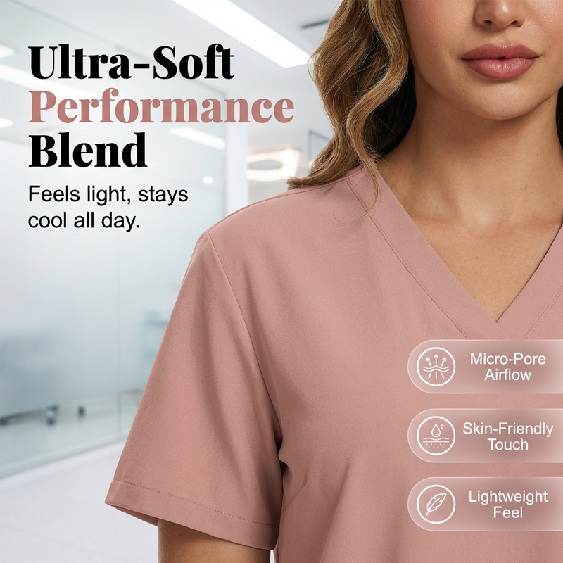 🩺 Breathable Comfort, Easy Movement | Women's Stretch Scrubs 2-Piece Set