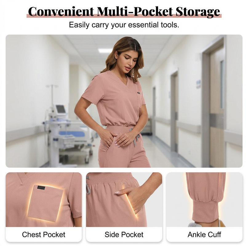 🩺 Breathable Comfort, Easy Movement | Women's Stretch Scrubs 2-Piece Set