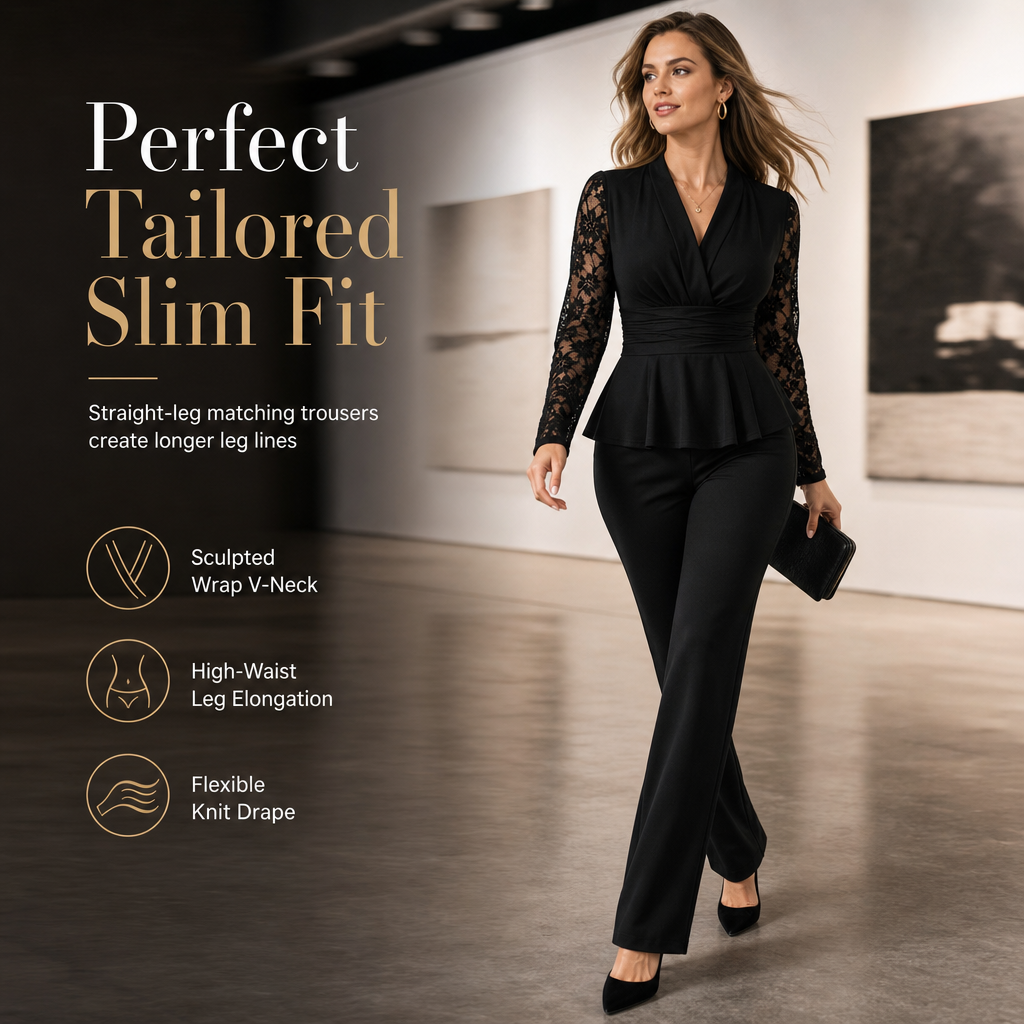 ✨ Women's Chic Two-Piece Pants Set – Elegant Style & Flattering Fit 🤍
