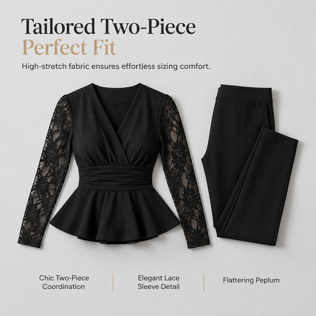 ✨ Women's Chic Two-Piece Pants Set – Elegant Style & Flattering Fit 🤍